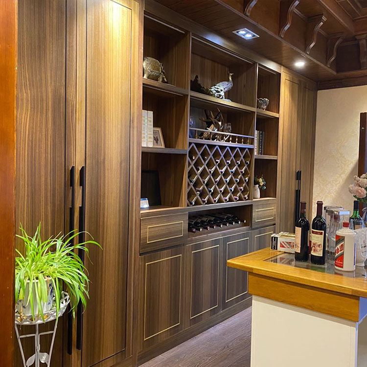 餐厅整体酒柜新中式现代简约烟熏尤加利实木定制家具